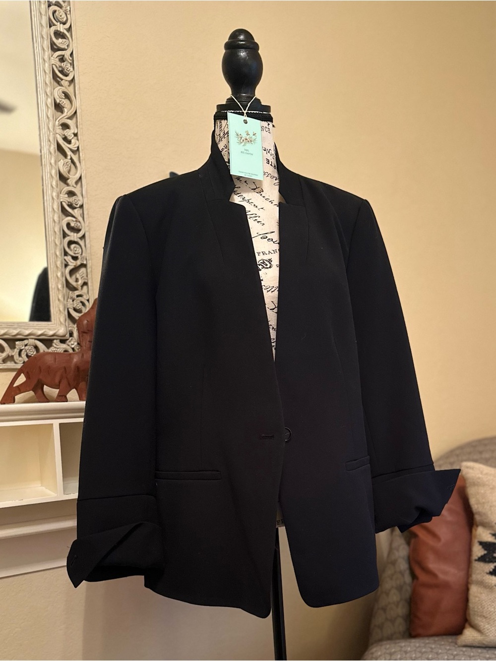 Loft-Classic Black Women's Blazer Jacket - Tailored Open Front